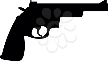 Gun revolver it is the black color icon .