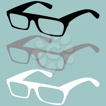 Spectacles black grey white colour set.