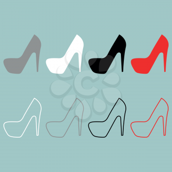Womans shoes icon set.