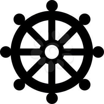 Symbol budhism wheel law religious sign icon black color vector illustration flat style simple image