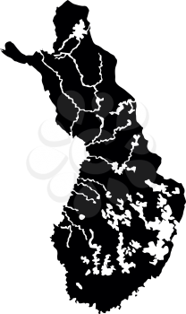 Map of Finland icon black color vector illustration flat style simple image