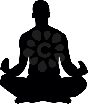 Meditating man Practicing yoga symbol icon black color vector illustration flat style simple image