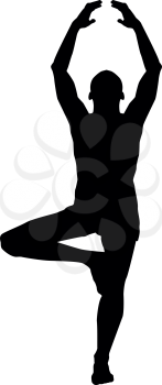 Man stands in the lotus position Doing yoga silhouette icon black color vector illustration flat style simple image