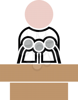 Man speaking from the rostrum icon Illustration color fill simple style