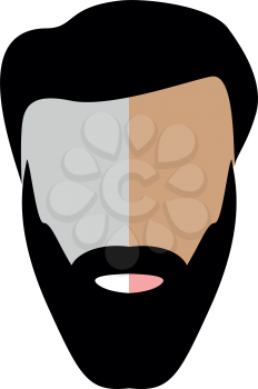 Head with beard and hair icon . It is flat style