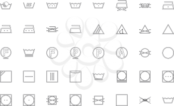 Wash sign Clothes care symbols black color set outline style vector illustration