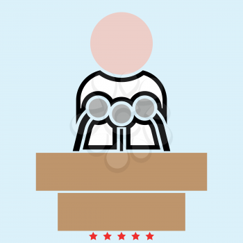 Man speaking from the rostrum icon Illustration color fill simple style