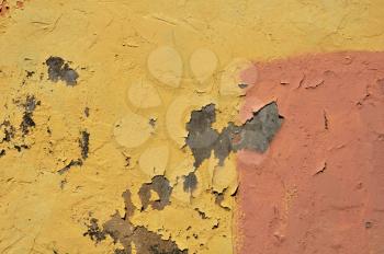 Peeling wall and abstract paint strokes background texture.
