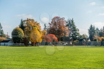 A view of a neighborhood in Burien, Washington in Autumn.