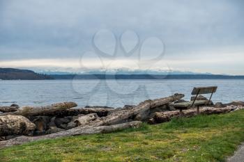 A view of the Olympic Mountains from Salt Waster State park.
