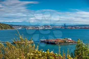 HDR verions of Mount Rainier and the Port of Tacoma.