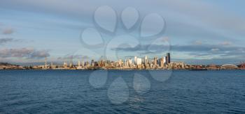 A view the Seattle skyline from across Elliott Bay.