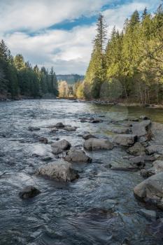 Looking down the Snoqualmie River in Washington State.