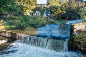A panoramic view of Tumwater Falls.