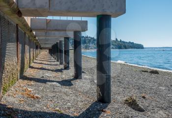 A view of a walkway that is under constrtuction at Redondo Beach, Washington.