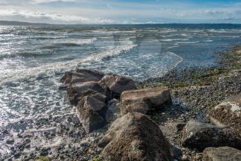 A view of the Puget Sound on a windy day. Shot taken from Normandy Park, Washington.