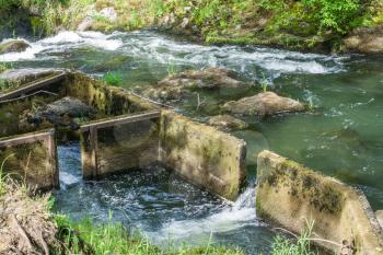 A view of a fish ladder downstream from Tumwater Falls in Washington State.