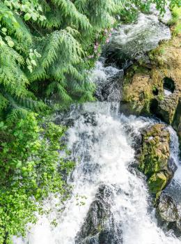 Whitewater between rock on the Deschutes River near Tumwater, Washington.