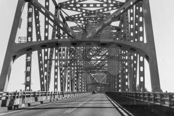 A view of the south end of the Astoria-Megler bridge in the Oregon State.