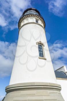 A view from below a lighthouse at Cape Disappointment State Park in Washington State.