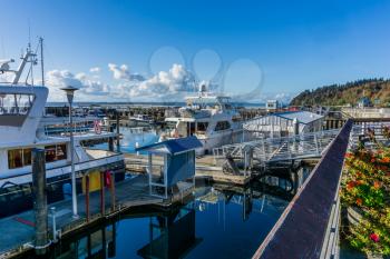 Boats are moored at the marina in Des Moines, Wa.shington.