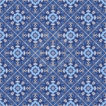 Portuguese azulejo tiles. Blue and white gorgeous seamless patterns. For scrapbooking, wallpaper, cases for smartphones, web background, print, surface textures.