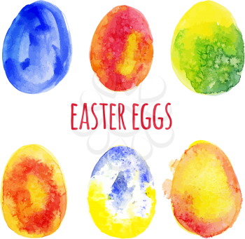 Watercolor easter with multicolored eggs background. Hand drawn vectorized, eps10
