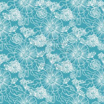 Trendy blue Seamless Floral Pattern Vector illustration
