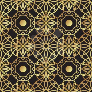 Vintage luxury gold background art deco on black background. For background, wallpaper, scrapbooking, prints