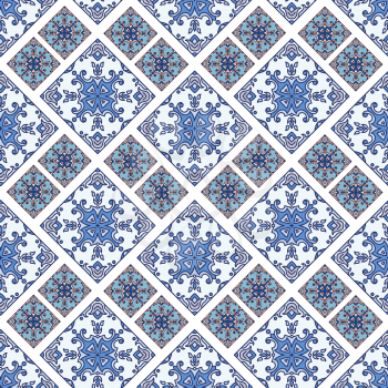 Portuguese azulejo tiles. Blue and white gorgeous seamless patterns. For scrapbooking, wallpaper, cases for smartphones, web background, print, surface texture, pillows, towels, linens bags T-shirts