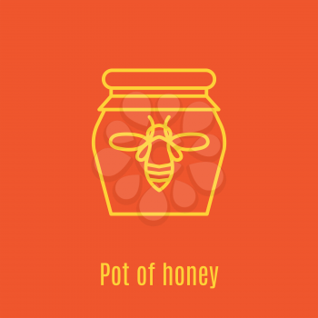 Vector illustration of thin line icon pot of honey for medicine, apitherapy, beekeeping products, cosmetics, soap. Linear symbol