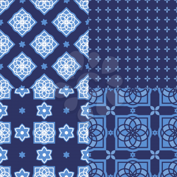 Portuguese azulejo tiles. Blue and white gorgeous seamless patterns. For scrapbooking, wallpaper, cases for smartphones, web background, print, surface textures.