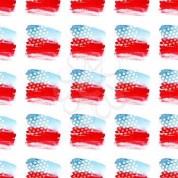 Independence day 4 th july seamless pattern. Watercolor abstract American flag. The symbol of freedom United States of America. Texture for scrapbooking, wrapping paper, textiles, web page, fashion