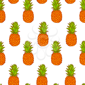 Tropical Pineapples Background  Seamless Pattern  on a geometric background