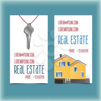 Set of modern business card in doodle style on sale and management of real estate for estate agent
