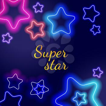 Vector - Glowing Neon Stars Super star