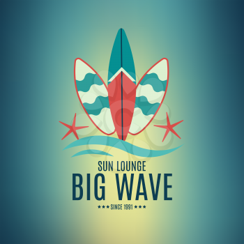 Vector Retro Style Surfing Labels, Logos or T-shirt Graphic Design Featuring Surfboards, for presentation, infographics, flyer, printing  etc. Good for Posters etc.