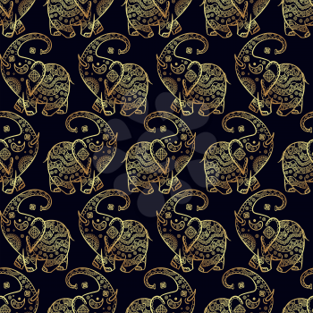 Gold elephant seamless pattern. Texture for scrapbooking, wrapping paper, textiles, home decor, skins smartphones, website, web page, textile wallpapers, surface design, fashion, wallpaper