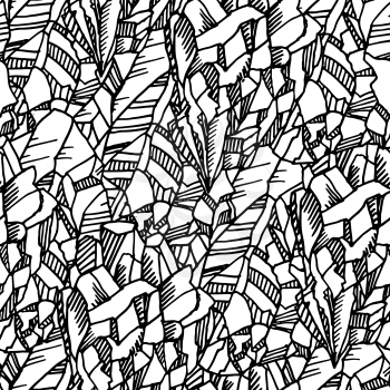 Seamless black and white vector pattern with crystals