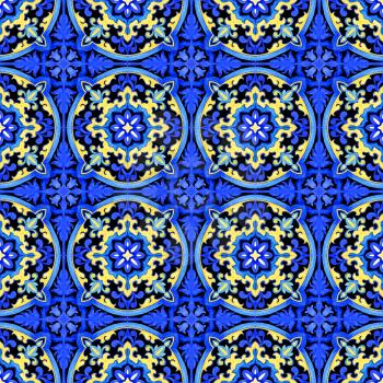 Portuguese azulejo tiles. Blue and white gorgeous seamless patterns. For scrapbooking, wallpaper, cases for smartphones, web background, print, surface texture, pillows, towels, linens, bags, T-shirts