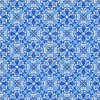 Portuguese azulejo tiles. Blue and white gorgeous seamless patterns. For scrapbooking, wallpaper, cases for smartphones, web background, print, surface texture, pillows, bathroom, linens bags T-shirts