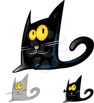 black cat cartoon on white background