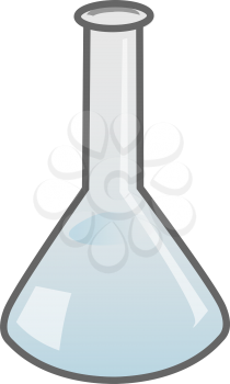 Chemical laboratory cartoon with blue liquid. Vector illustration
