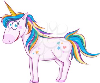 Cute Cartoon Unicorn  isolated on white background 