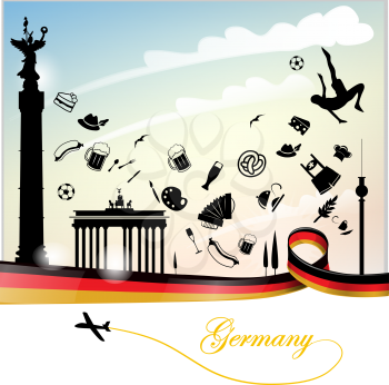 Germany background with flag and symbol set