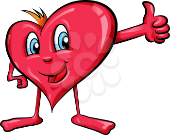 heart cartoon with  thumbs up