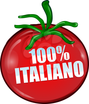 100% italian tomato isolated on white background