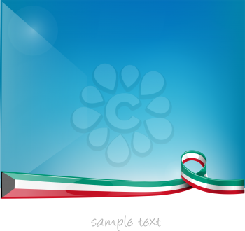 kuwait ribbon flag on blue sky background