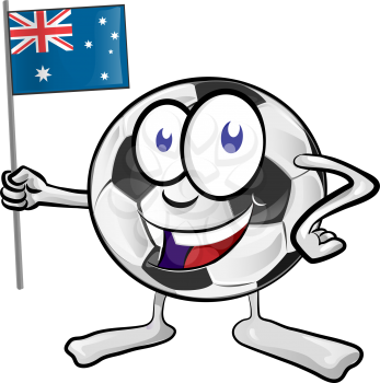 soccer ball cartoon with Australian Flag