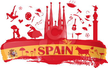 spain background with flag and symbol on dripping